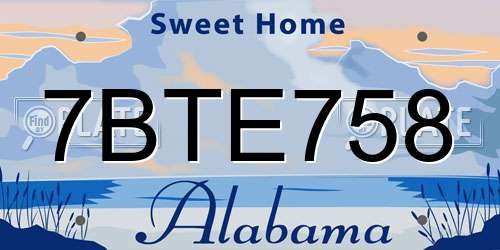 7BTE758 Alabama License Plate