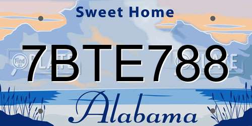 7BTE788 Alabama License Plate