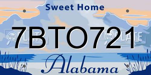 7BTO721 Alabama License Plate