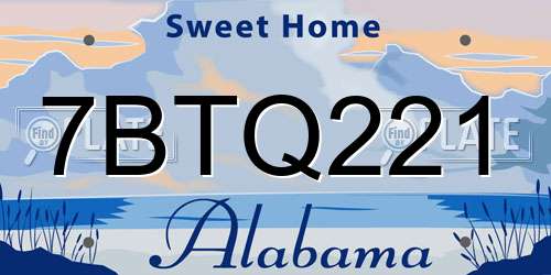 7BTQ221 Alabama License Plate