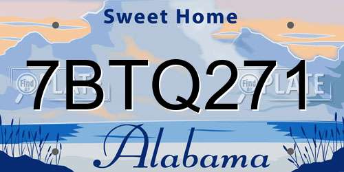 7BTQ271 Alabama License Plate