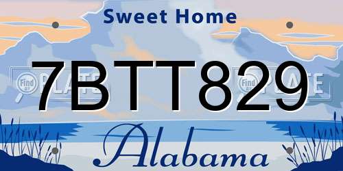 7BTT829 Alabama License Plate