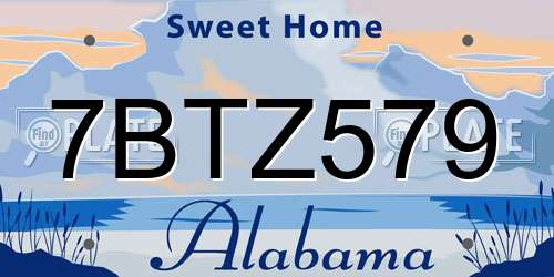 7BTZ579 Alabama License Plate