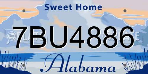 7BU4886 Alabama License Plate