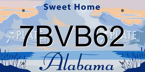7BVB62 Alabama License Plate