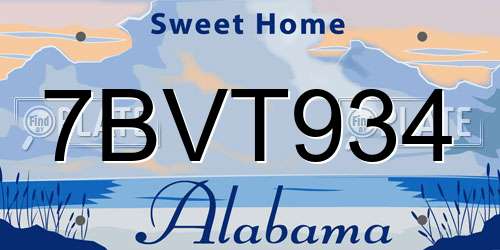 7BVT934 Alabama License Plate