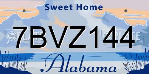 7BVZ144 Alabama License Plate