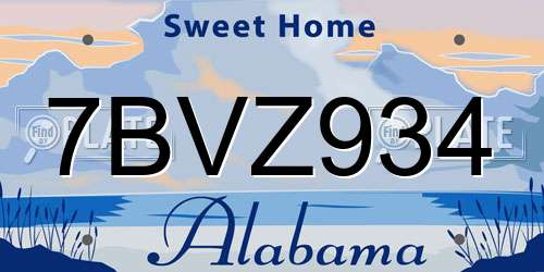 7BVZ934 Alabama License Plate
