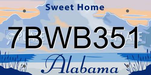 7BWB351 Alabama License Plate