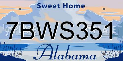 7BWS351 Alabama License Plate