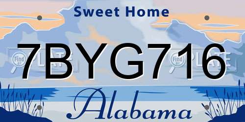 7BYG716 Alabama License Plate