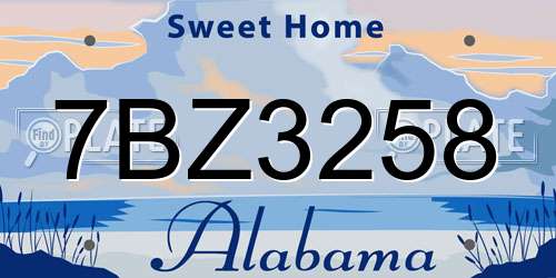 7BZ3258 Alabama License Plate