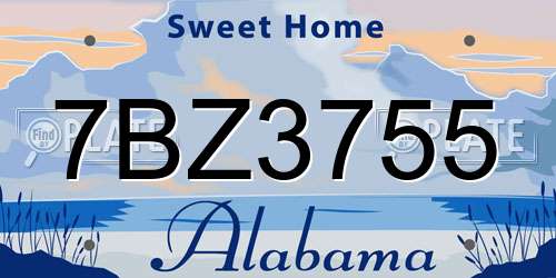 7BZ3755 Alabama License Plate