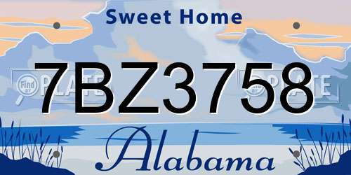7BZ3758 Alabama License Plate