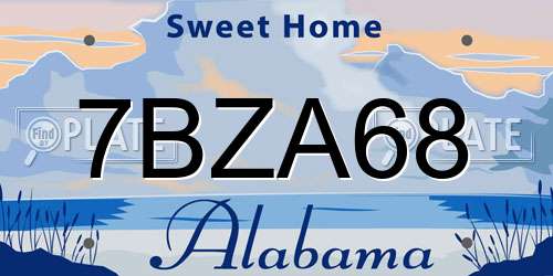 7BZA68 Alabama License Plate