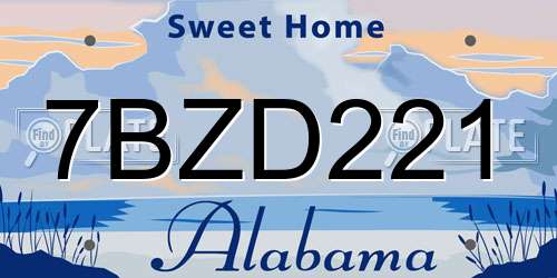 7BZD221 Alabama License Plate