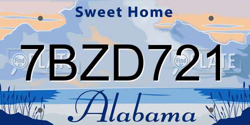 7BZD721 Alabama License Plate