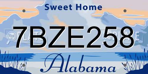 7BZE258 Alabama License Plate