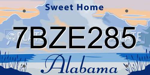 7BZE285 Alabama License Plate
