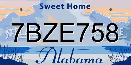 7BZE758 Alabama License Plate