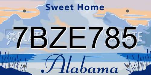 7BZE785 Alabama License Plate