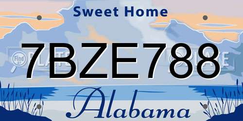 7BZE788 Alabama License Plate