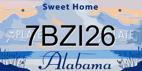 7BZI26 Alabama License Plate