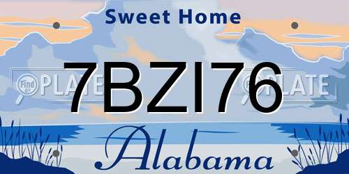 7BZI76 Alabama License Plate