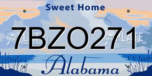 7BZO271 Alabama License Plate