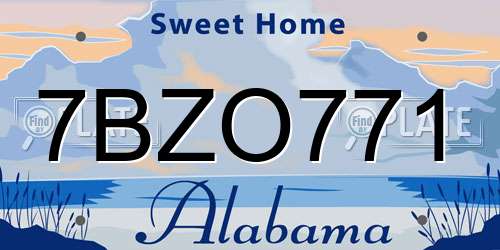 7BZO771 Alabama License Plate