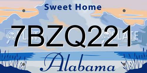 7BZQ221 Alabama License Plate