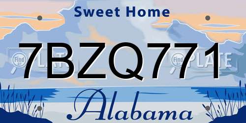 7BZQ771 Alabama License Plate