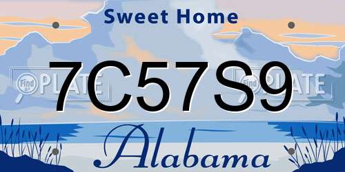 7C57S9 Alabama License Plate