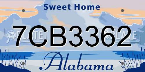 7CB3362 Alabama License Plate