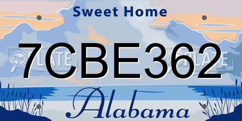 7CBE362 Alabama License Plate