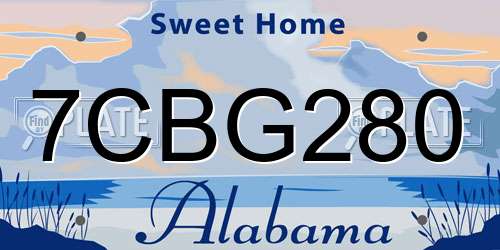 7CBG280 Alabama License Plate