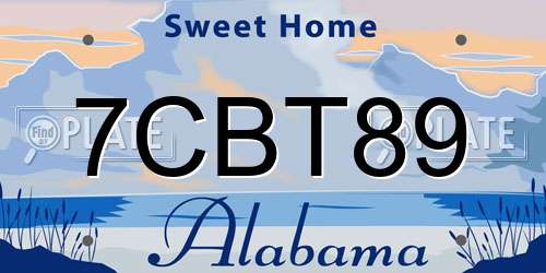 7CBT89 Alabama License Plate