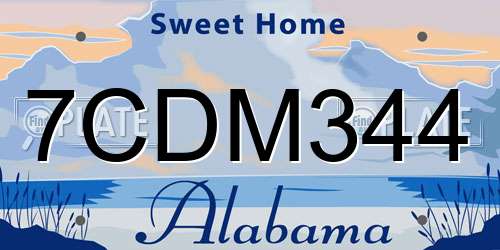 7CDM344 Alabama License Plate