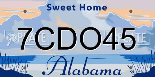 7CDO45 Alabama License Plate