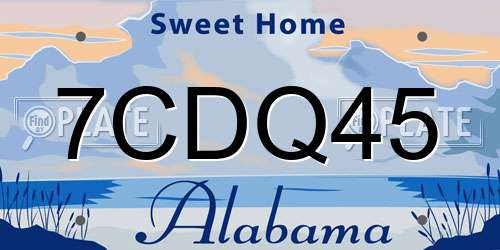 7CDQ45 Alabama License Plate