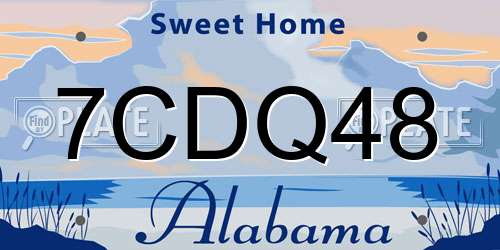 7CDQ48 Alabama License Plate