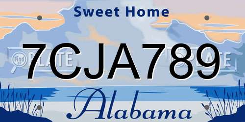 7CJA789 Alabama License Plate