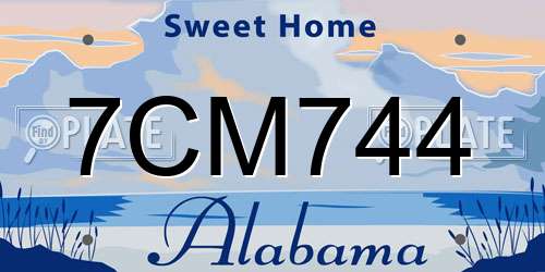 7CM744 Alabama License Plate