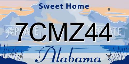 7CMZ44 Alabama License Plate