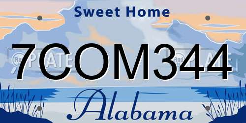 7COM344 Alabama License Plate