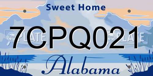 7CPQ021 Alabama License Plate