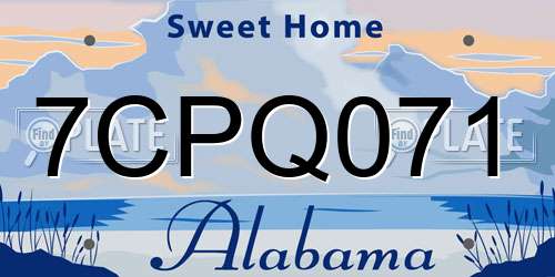 7CPQ071 Alabama License Plate