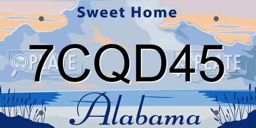 7CQD45 Alabama License Plate