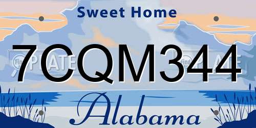7CQM344 Alabama License Plate