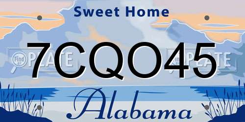 7CQO45 Alabama License Plate